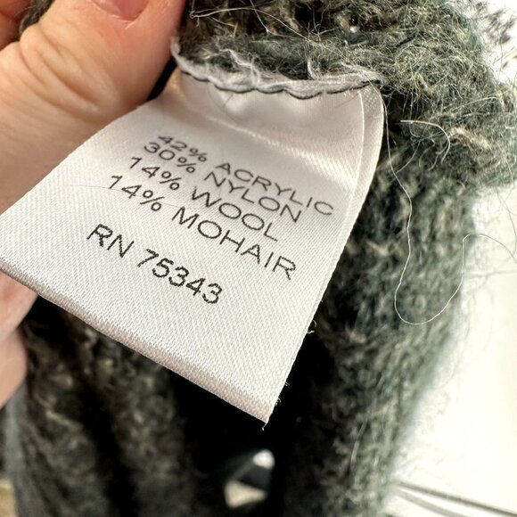 Cocogio Wool Blend Mohair Made in Italy Fringe Green Cardigan NO SIZE TAG - Picture 5 of 11